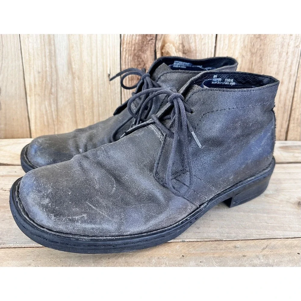Born Harrison Chukka Shoes Heritage Men's 8 M Dark Gray Leather Lace Up